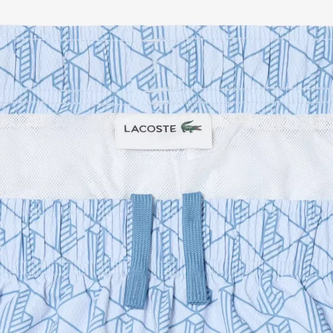 Mid Length Monogram Print Swim Trunks