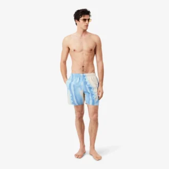 Mid Length Striped Swim Trunks