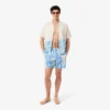 Mid Length Striped Swim Trunks