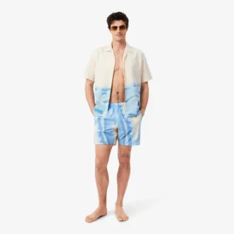 Mid Length Striped Swim Trunks