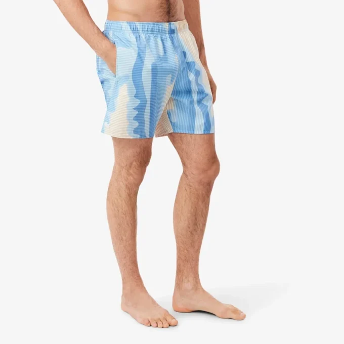 Mid Length Striped Swim Trunks