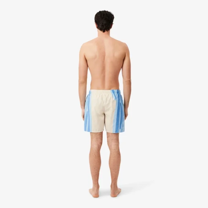 Mid Length Striped Swim Trunks