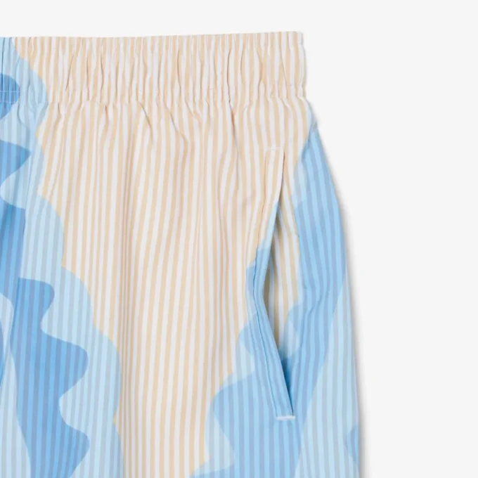 Mid Length Striped Swim Trunks