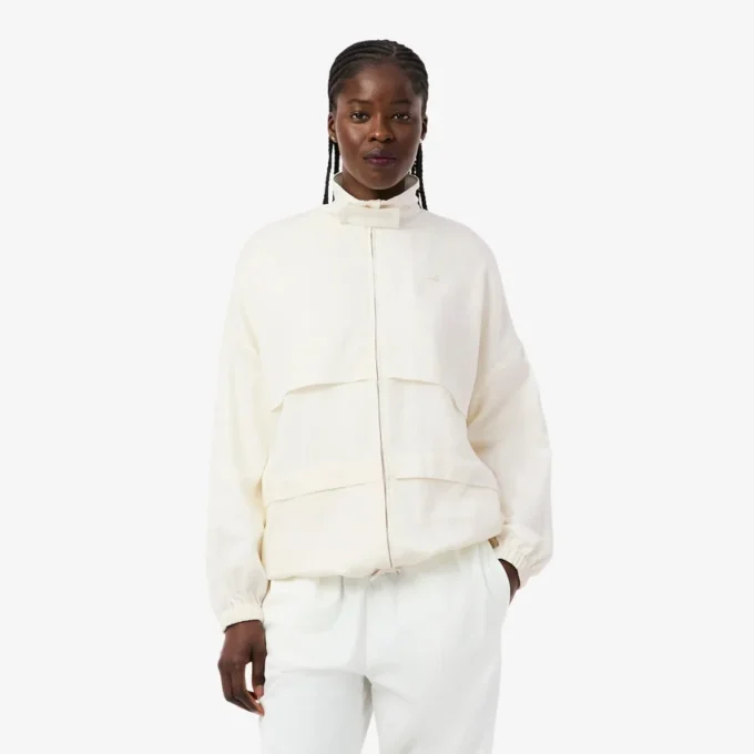 Oversized Linen Blend Track Jacket