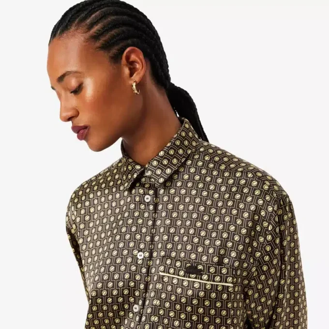 Oversized Printed Satin Shirt