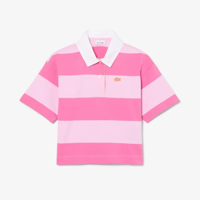 Oversized Striped Cotton Rugby Polo
