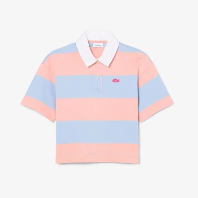 Oversized Striped Cotton Rugby Polo