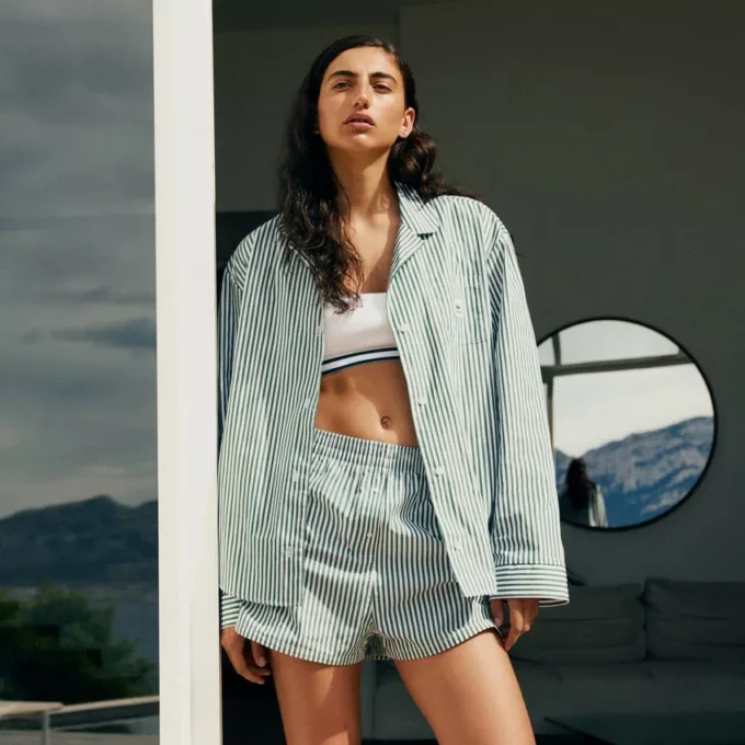Oversized Striped Poplin Pajama Set