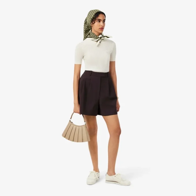 Oversized Wool Blend Pleated Bermuda Shorts