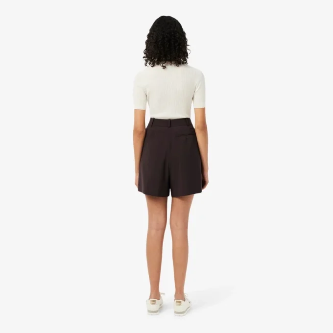 Oversized Wool Blend Pleated Bermuda Shorts