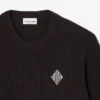 Pearl Rib Knit Badge Accent Sweater