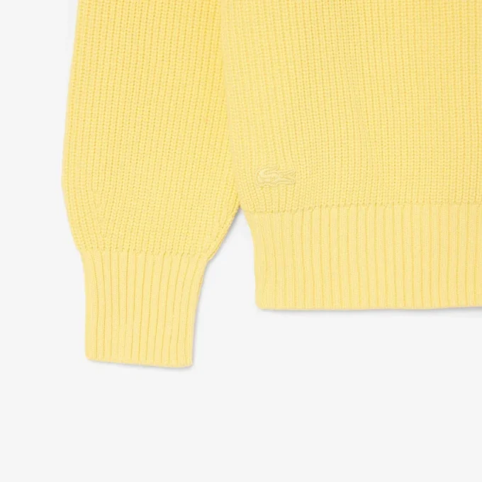 Pearl Rib Knit Badge Accent Sweater