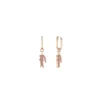 Pink Crystal Croc Pendant Gold Earrings