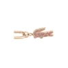 Pink Crystal Croc Pendant Gold Earrings