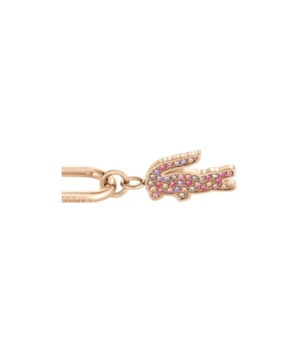Pink Crystal Croc Pendant Gold Earrings