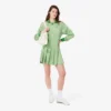 Pleated Satin Polo Dress