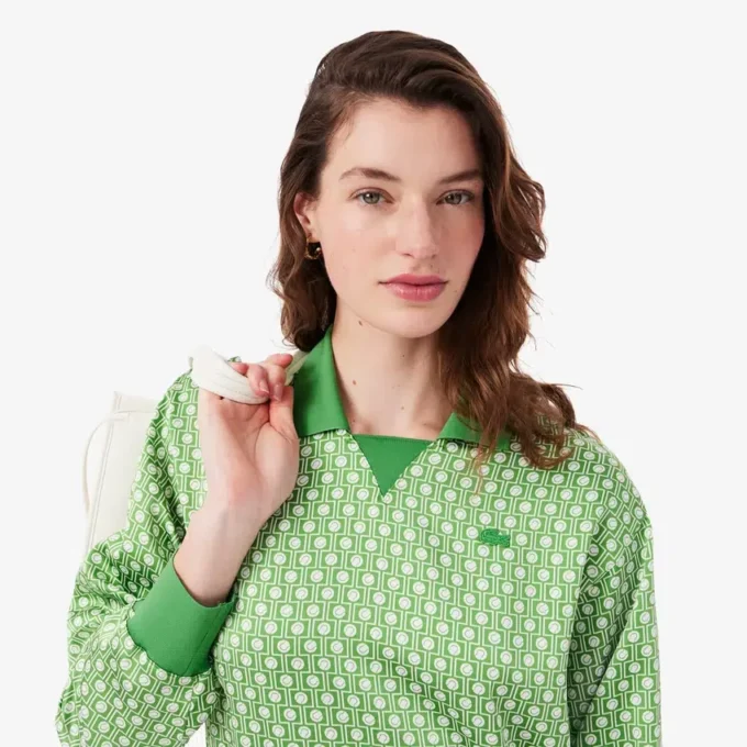 Pleated Satin Polo Dress