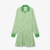 Pleated Satin Polo Dress