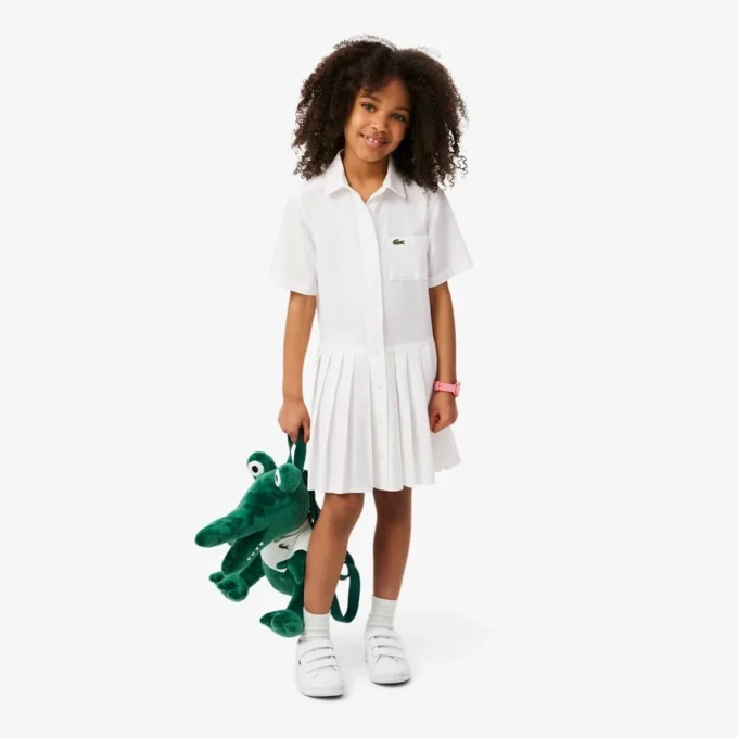 Poplin Pleat Skirt Shirt Dress