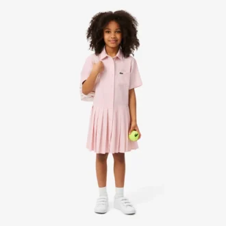 Poplin Pleat Skirt Shirt Dress