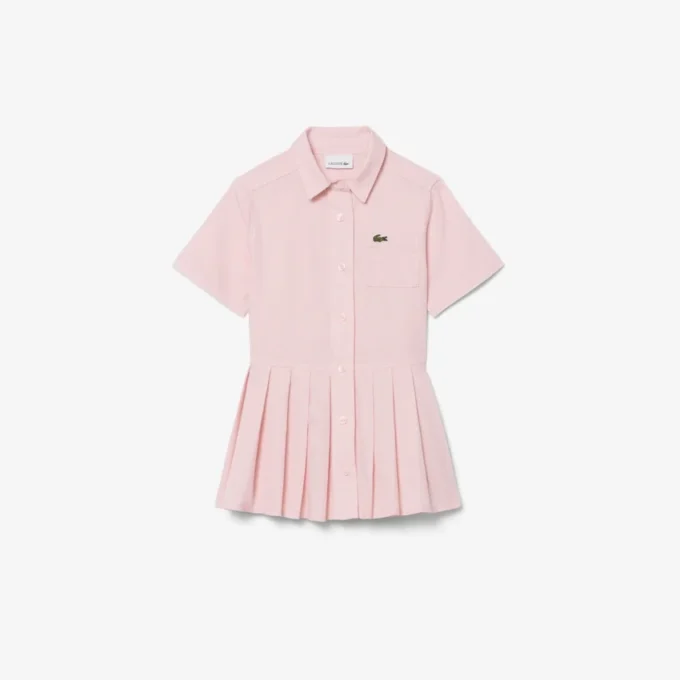 Poplin Pleat Skirt Shirt Dress