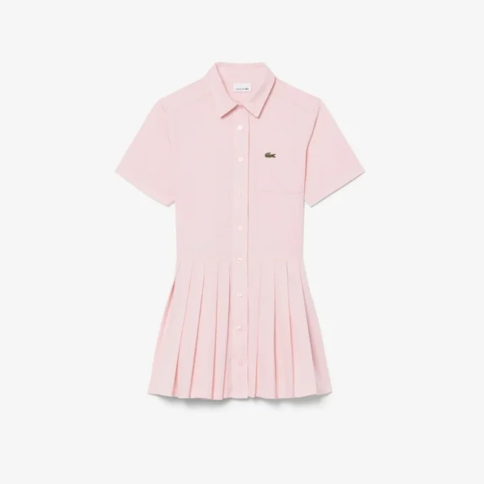 Poplin Pleat Skirt Shirt Dress