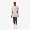 Poplin Short Striped Pleated Skirt