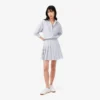 Poplin Short Striped Pleated Skirt