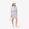 Poplin Short Striped Pleated Skirt