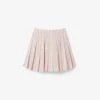Poplin Short Striped Pleated Skirt