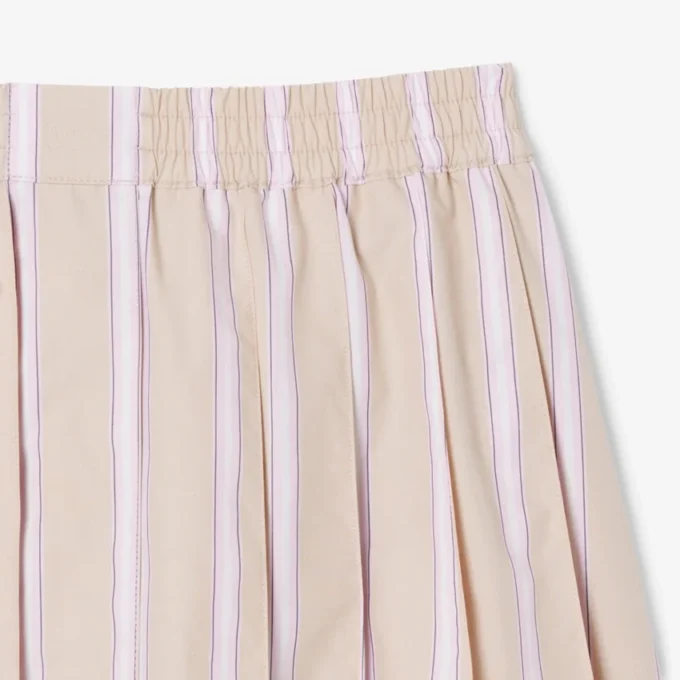 Poplin Short Striped Pleated Skirt