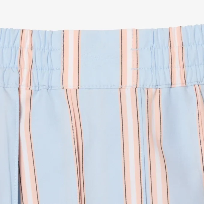Poplin Short Striped Pleated Skirt