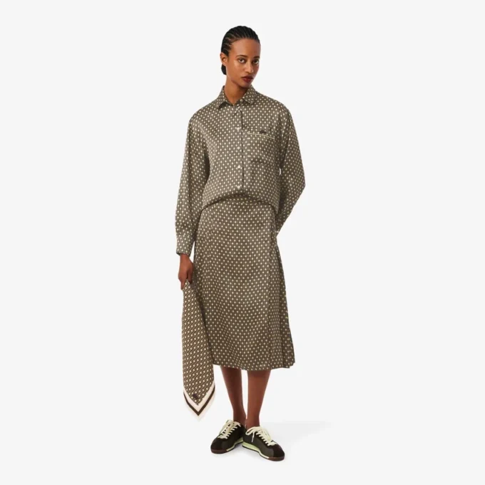 Printed Pleated Midi Skirt