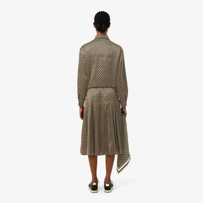 Printed Pleated Midi Skirt