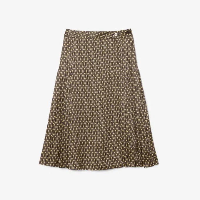 Printed Pleated Midi Skirt