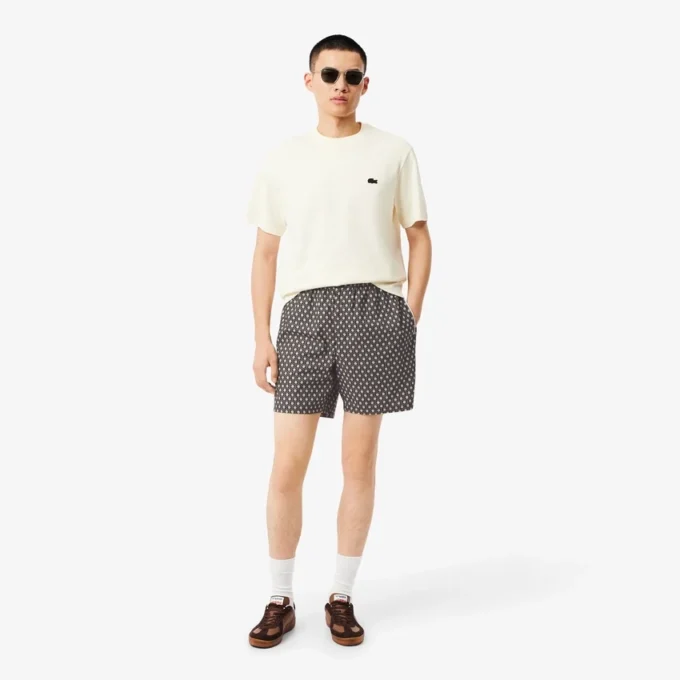 Relaxed Fit Printed Cotton Blend Shorts
