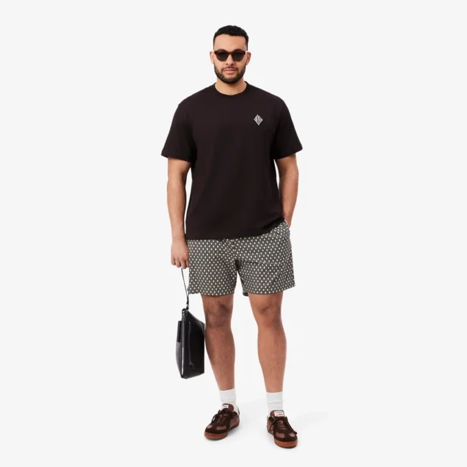 Relaxed Fit Printed Cotton Blend Shorts
