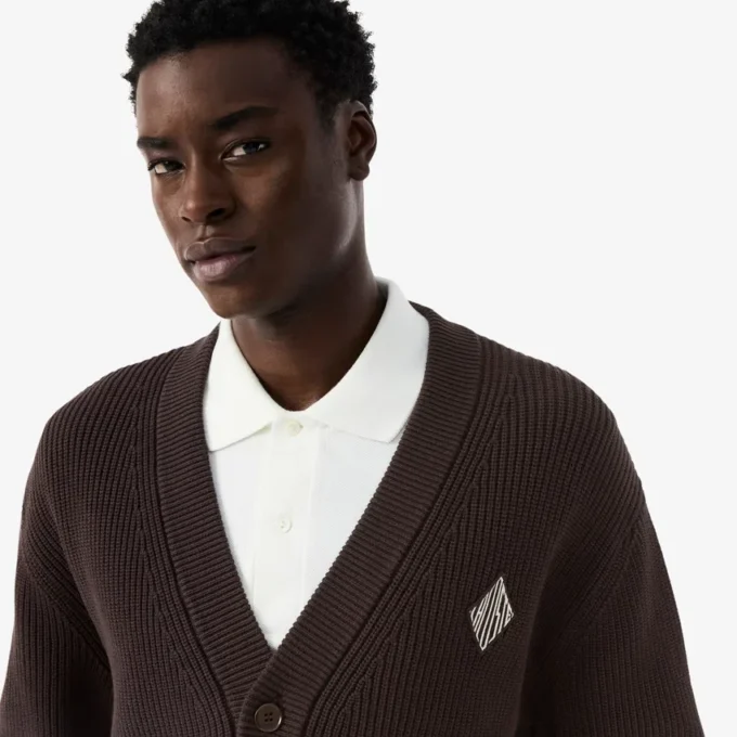 Relaxed Fit Ribbed Cotton Cardigan
