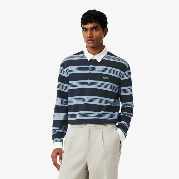 Relaxed Fit Striped Piqua Rugby Polo