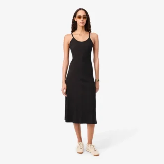 Ribbed Cotton Strappy Maxi Dress