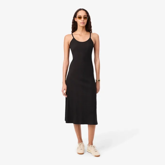 Ribbed Cotton Strappy Maxi Dress