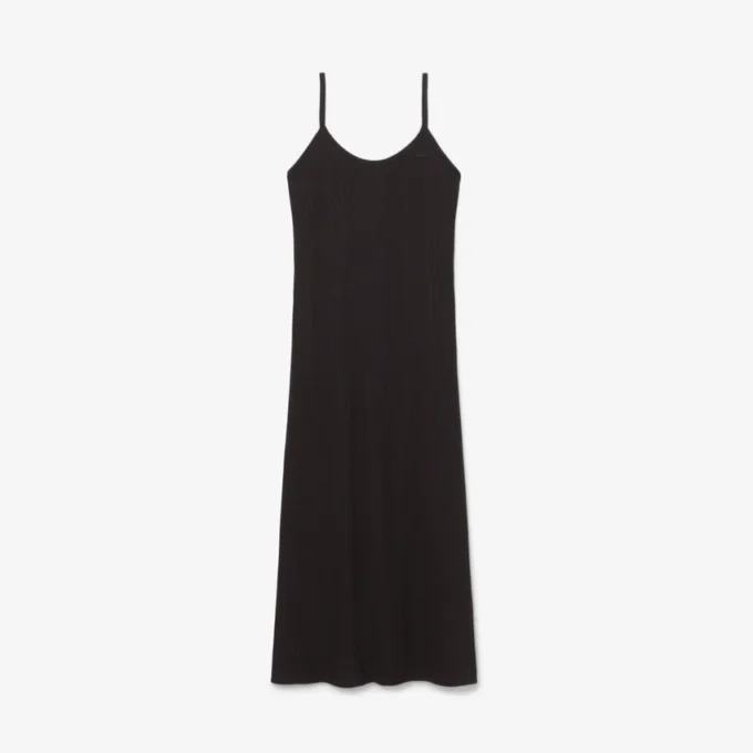 Ribbed Cotton Strappy Maxi Dress