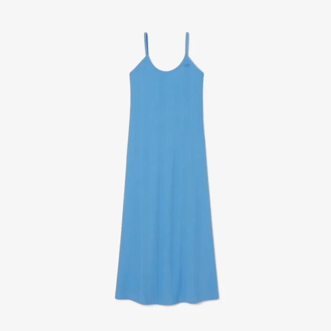 Ribbed Cotton Strappy Maxi Dress