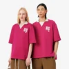 Runway Badge Accent Oversized Satin Polo Shirt