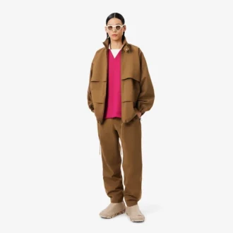 Runway Badge Accent Oversized Satin Polo Shirt