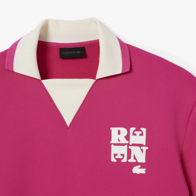 Runway Badge Accent Oversized Satin Polo Shirt