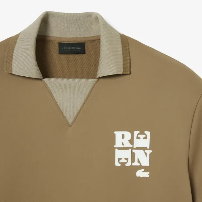 Runway Badge Accent Oversized Satin Polo Shirt
