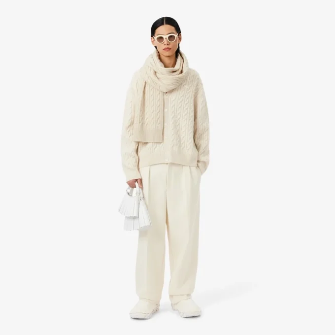Runway Cable Knit Cashmere Scarf