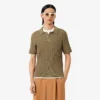 Runway Cable Knit Polo Collar Sweater