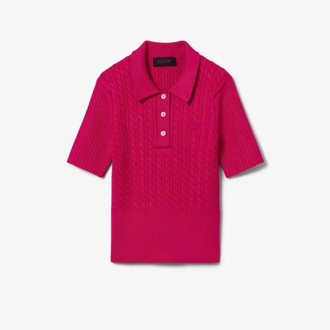 Runway Cable Knit Polo Collar Sweater